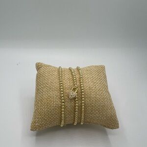 Elegant Gold Beaded Bracelet with Heart Charm